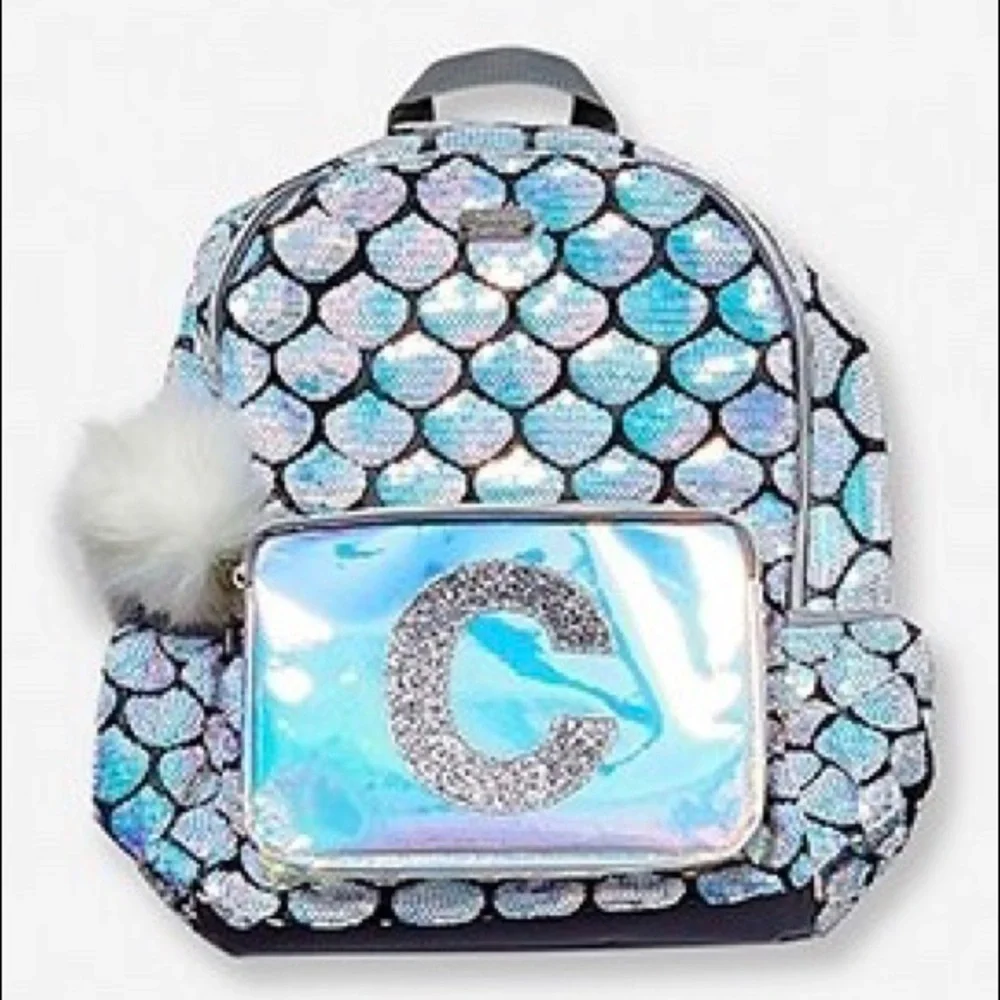 Justice Flip Sequins Mermaid Backpack initial C